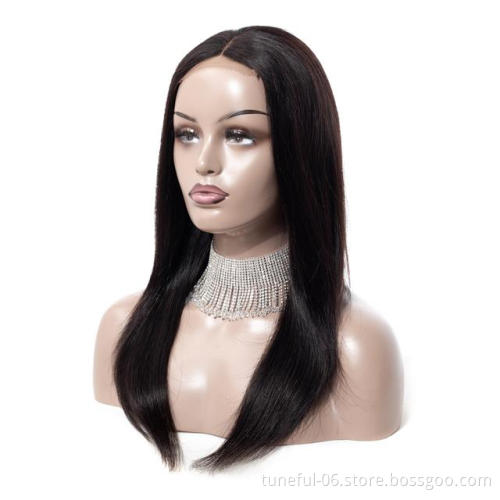 Tuneful 009A 4x4 lace closure wig Pre Plucked Hair Line Brazilian 8 to 24 Inch 100% Soft Black medium brown U Part swiss lace